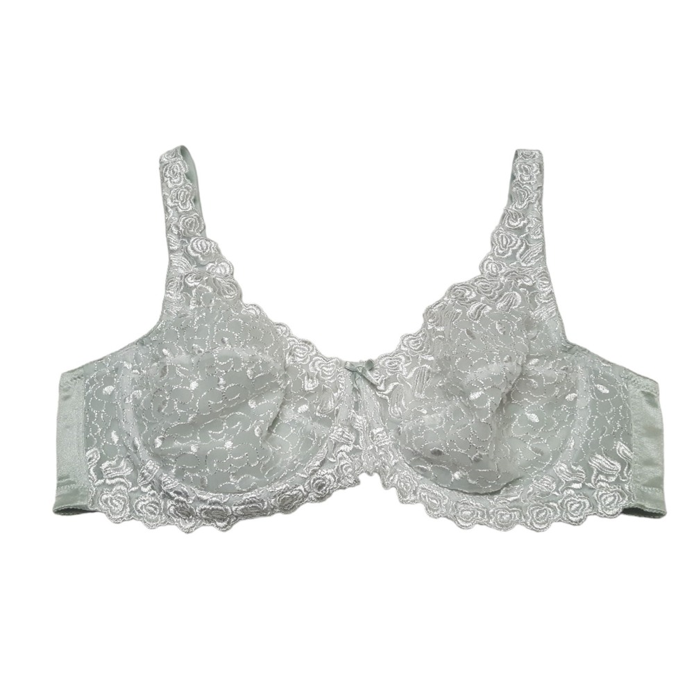 Amoureuse‎ Underwired Bra Womens 42B White Lace Floral Coquette Semi Sheer